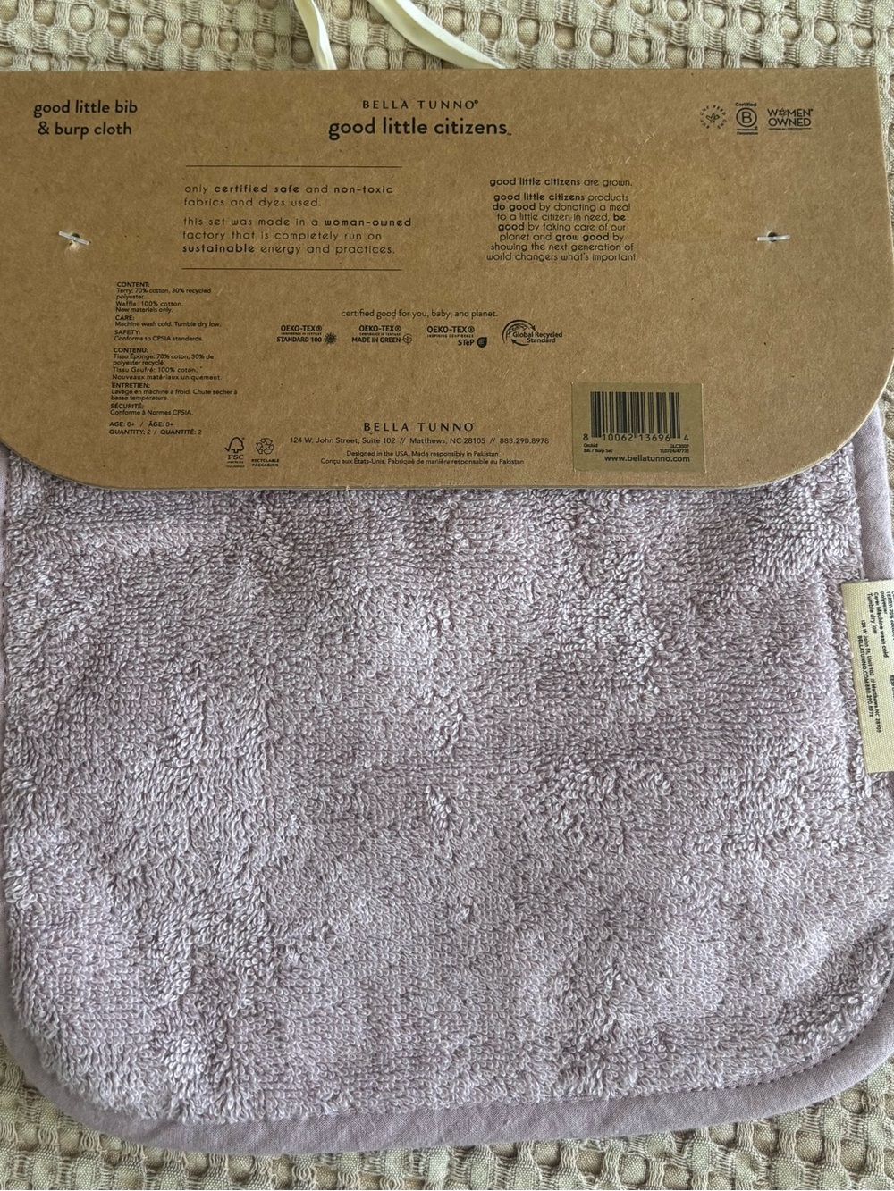 Bella Tunno Good Little Citizens Baby Bib & Burp - Dusty Pink - Picture 3 of 4